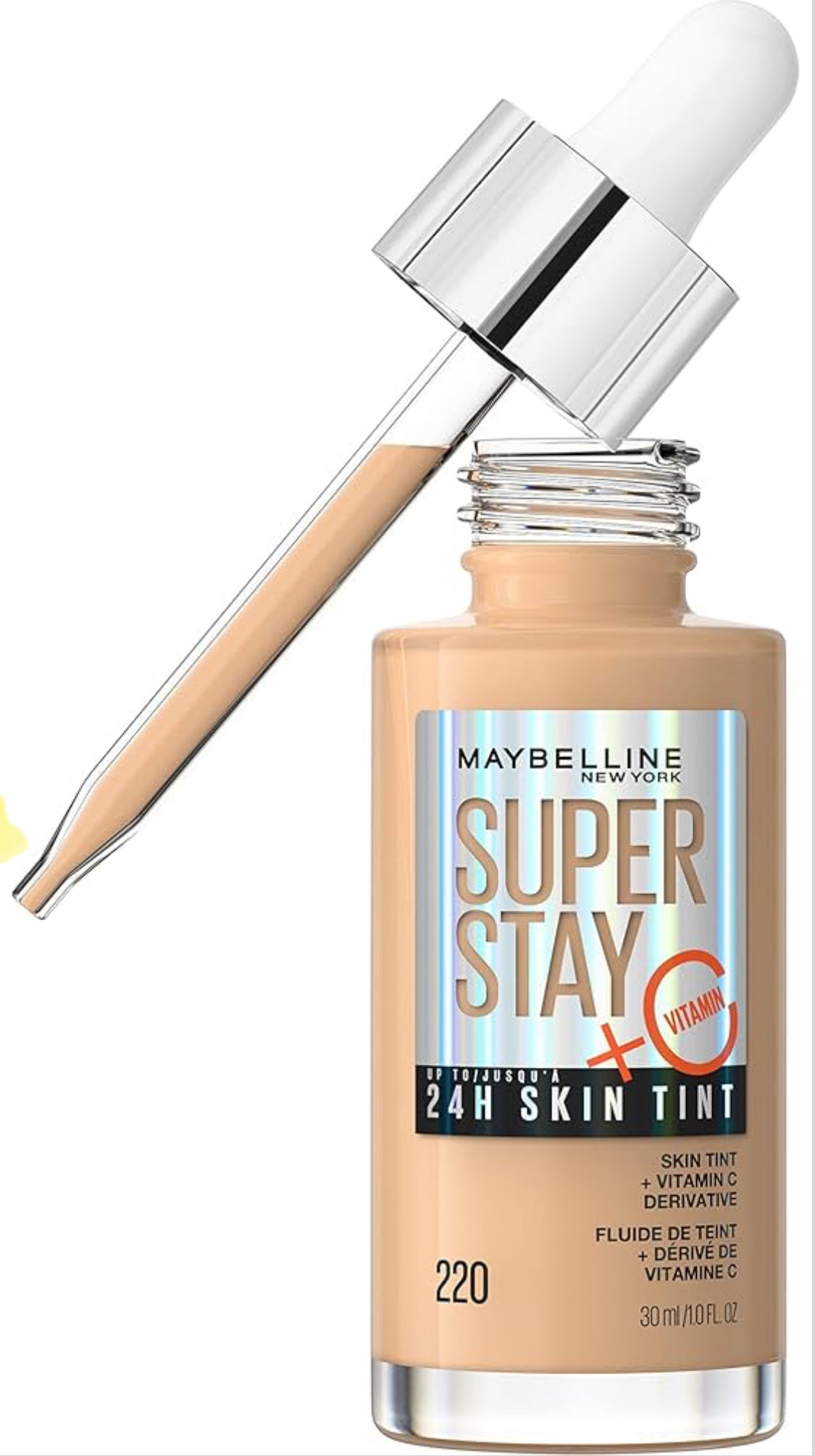Maybelline Super Stay Up to 24HR Skin Tint, Radiant Light-to-Medium Coverage Foundation, Infused With Vitamin C