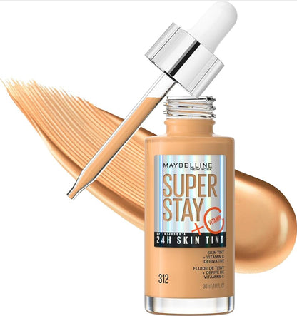 Maybelline Super Stay Up to 24HR Skin Tint, Radiant Light-to-Medium Coverage Foundation, Infused With Vitamin C