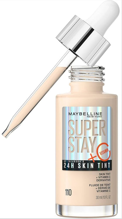 Maybelline Super Stay Up to 24HR Skin Tint, Radiant Light-to-Medium Coverage Foundation, Infused With Vitamin C